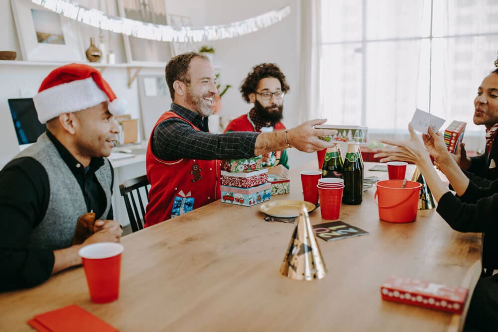 friends doing a secret santa